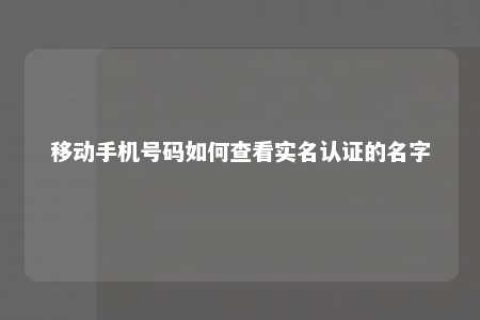 移下手机号码怎样审查实名认证的名字