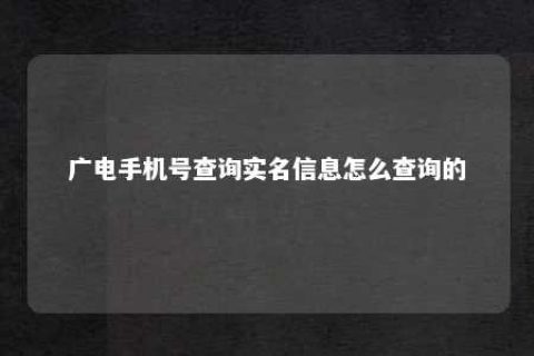 广电手机号盘问实名信息怎么盘问的